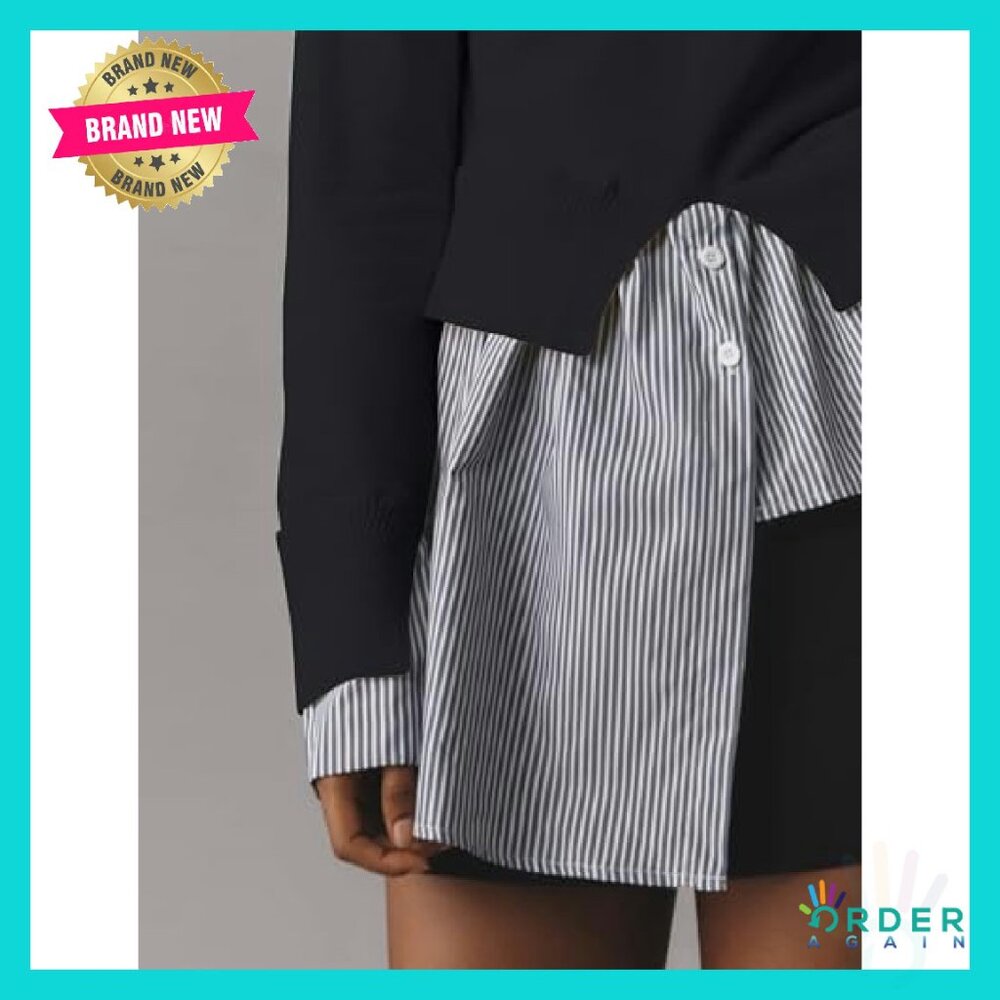 Slit Turtleneck Patchwork Sweater Asymmetrical He… - image 3